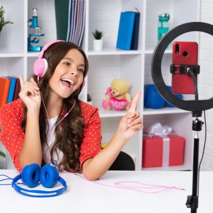 LED Dimbar lampa med stativ och hållare för vloggning LED/15W/5V 2700-6500K