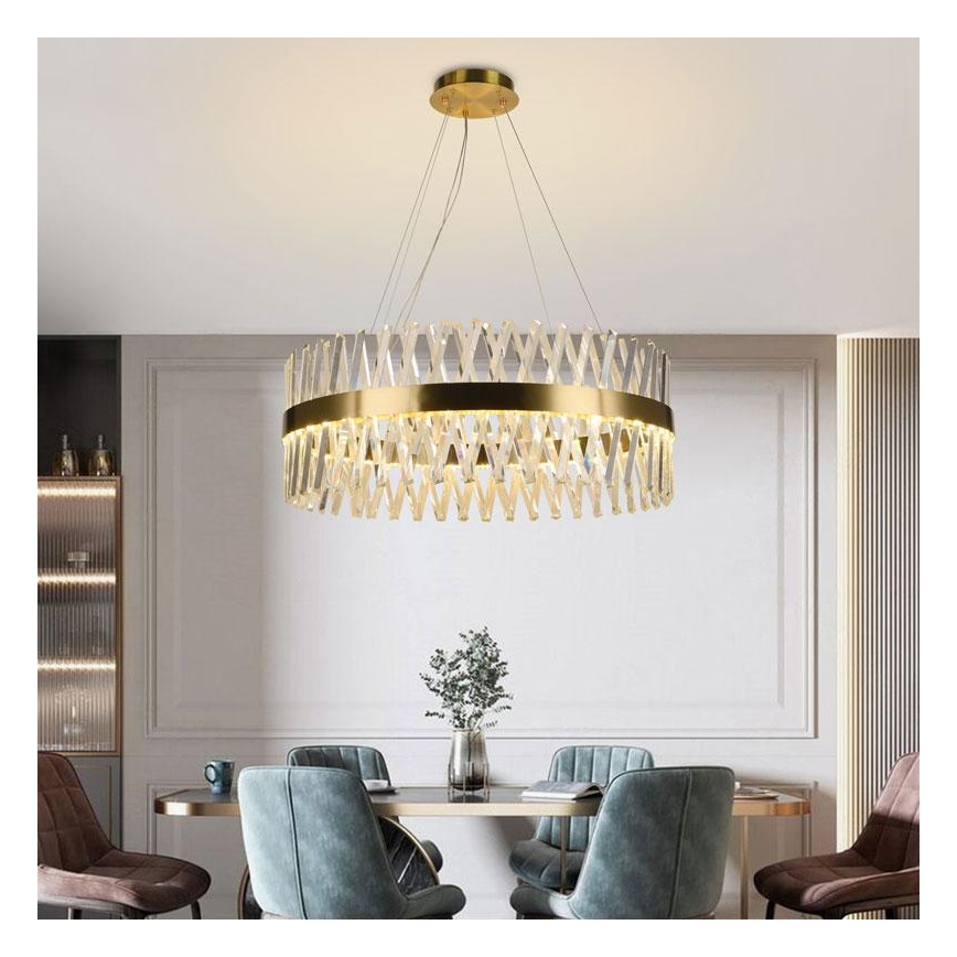 LED Dimbar kristallkrona på kabel LED/110W/230V 3000-6500K guld + fjärrkontroll