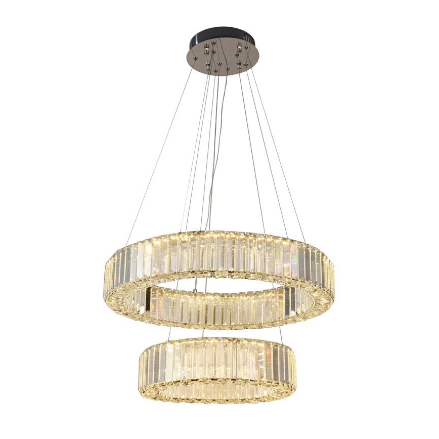 LED Dimbart kristallkrona på kabel LED/65W/230V 3000-6500K blank krom + fjärrkontroll