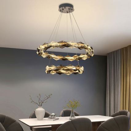 LED Dimbart kristallkrona på kabel LED/65W/230V 3000-6500K blank krom + fjärrkontroll