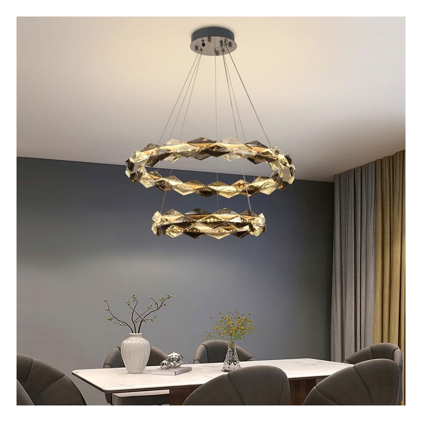 LED Dimbart kristallkrona på kabel LED/65W/230V 3000-6500K blank krom + fjärrkontroll