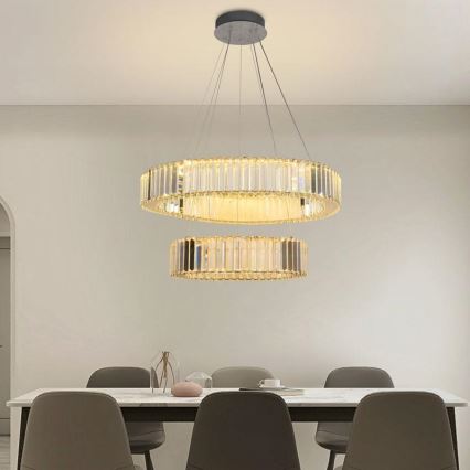 LED Dimbart kristallkrona på kabel LED/65W/230V 3000-6500K blank krom + fjärrkontroll