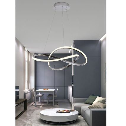 LED Dimbart taklampa LED/70W/230V 3000-6500K Ø 60 cm blank krom + fjärrkontroll