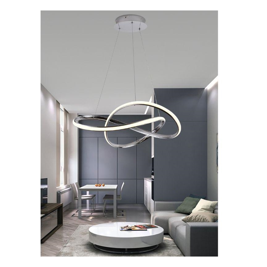 LED Dimbart taklampa LED/70W/230V 3000-6500K Ø 60 cm blank krom + fjärrkontroll