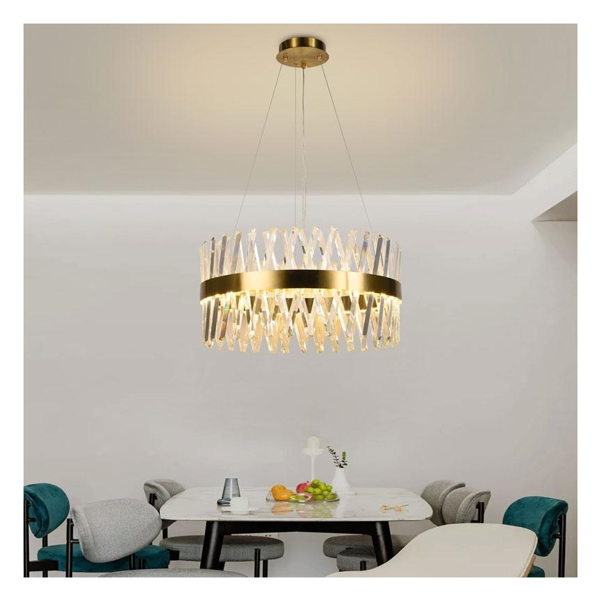 LED Dimbart kristallkrona på kabel LED/80W/230V 3000-6500K guld + fjärrkontroll