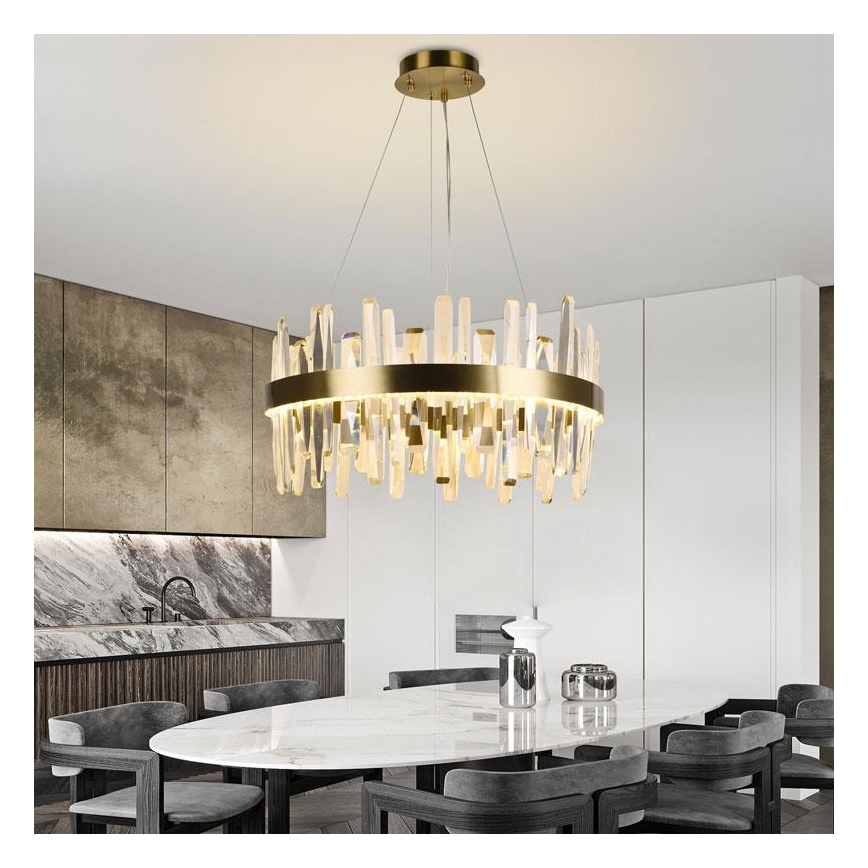 LED Dimbart kristallkrona på kabel LED/80W/230V 3000-6500K guld + fjärrkontroll