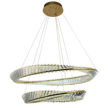 LED Dimbart kristallkrona på kabel LED/90W/230V 3000-6500K guld/krom + fjärrkontroll