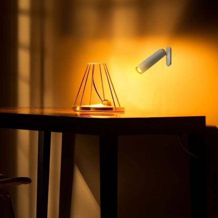 LED Dimbart magnetiskt uppladdningsbart skrivbordslampa 3-i-1 LED/3W/5V 4000K 1500 mAh vit