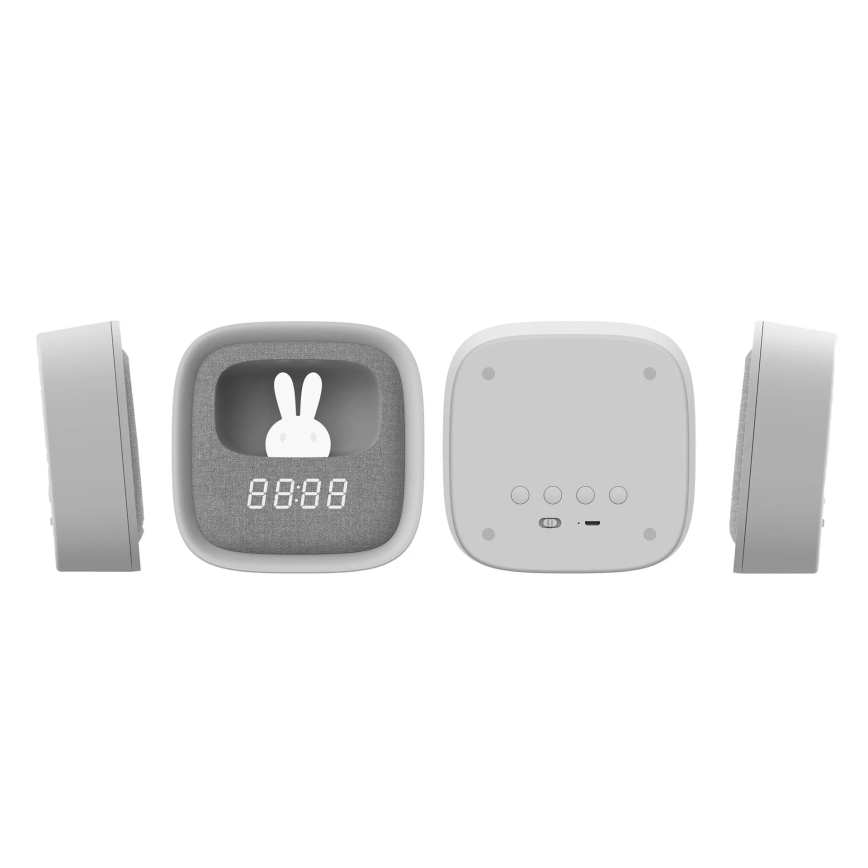 LED Dimbart nattlampa med väckarklocka BUNNY LED/1,2W/5V 3000K