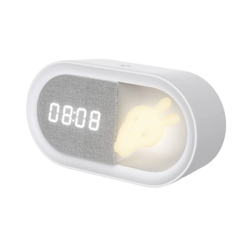 LED Dimbart nattlampa med väckarklocka BUNNY LED/1,2W/5V 3000K