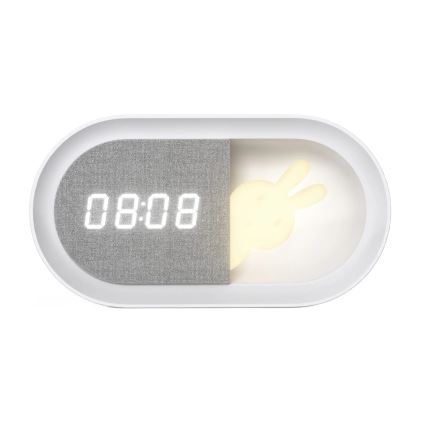 LED Dimbart nattlampa med väckarklocka BUNNY LED/1,2W/5V 3000K