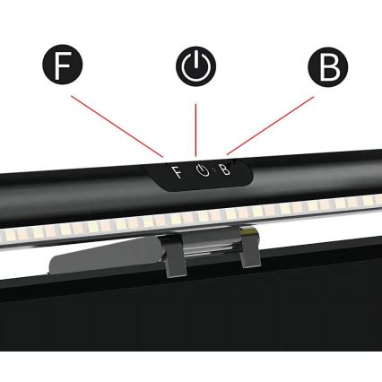 LED Dimbar pekskärmsbelysning LED/5W/5V 3000/4000/5000/6000K 42 cm svart
