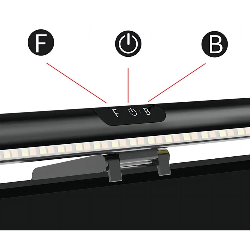 LED Dimbar pekskärmsbelysning LED/5W/5V 3000/4000/5000/6000K 42 cm svart