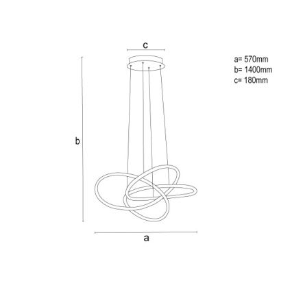 Dimbar LED-pendel på vajer LED/95W/230V 3000-6500K Ø 57 cm + fjärrkontroll