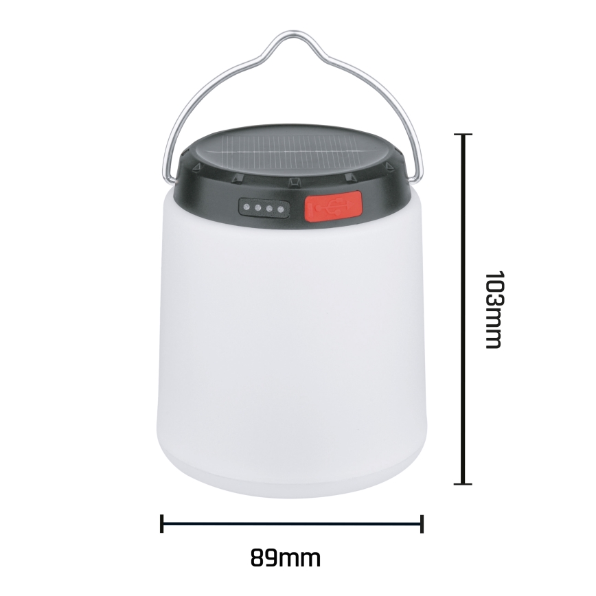 LED-dimbar portabel solcellsuppladdningslampa LUMINA TUBO LED/5V 800 mAh