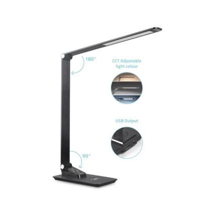 LED Dimbara skrivbordslampa med USB LED/7W/230V 3000K/4000K/5500K svart