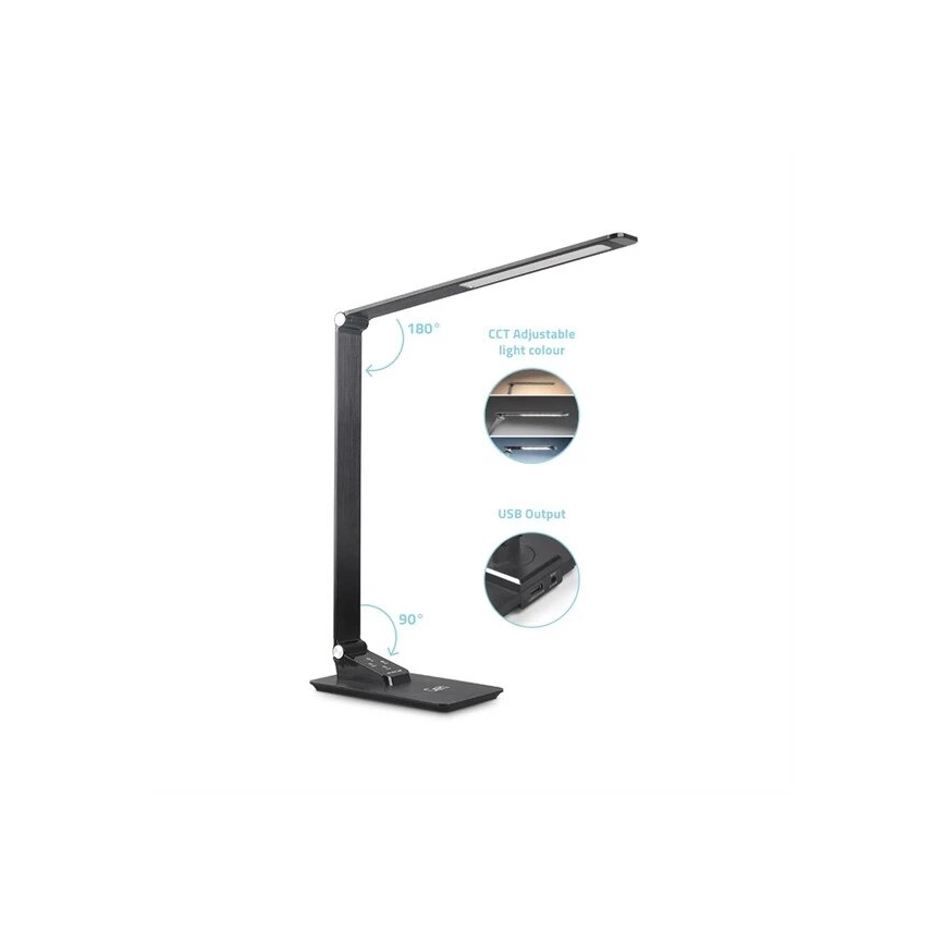 LED Dimbara skrivbordslampa med USB LED/7W/230V 3000K/4000K/5500K svart