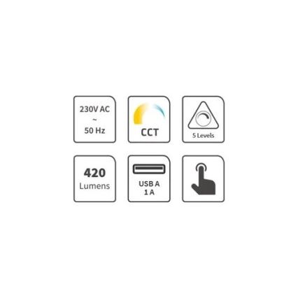 LED Dimbara skrivbordslampa med USB LED/7W/230V 3000K/4000K/5500K svart