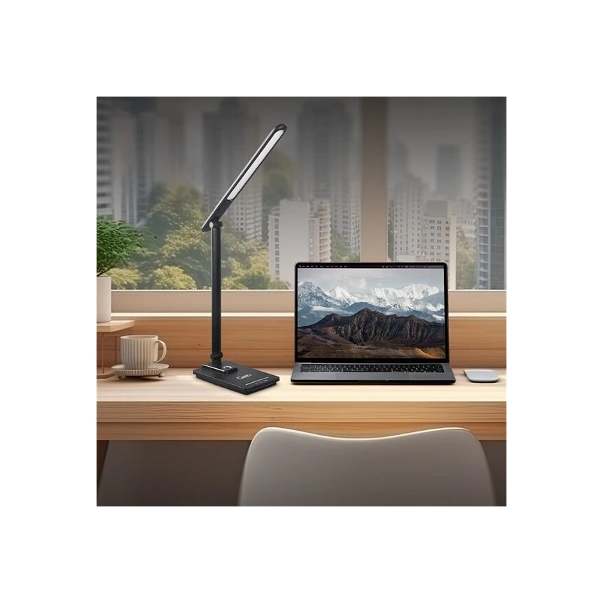 LED Dimbara bordslampa med USB LED/9W/230V 3000K/4000K/5500K svart