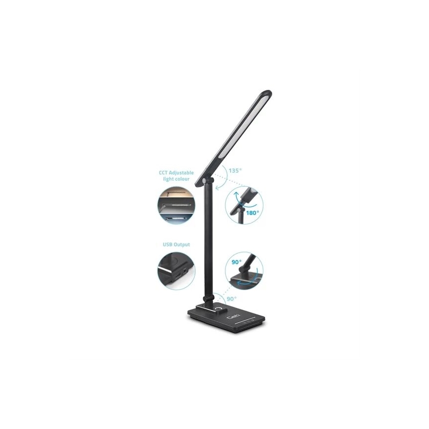 LED Dimbara bordslampa med USB LED/9W/230V 3000K/4000K/5500K svart