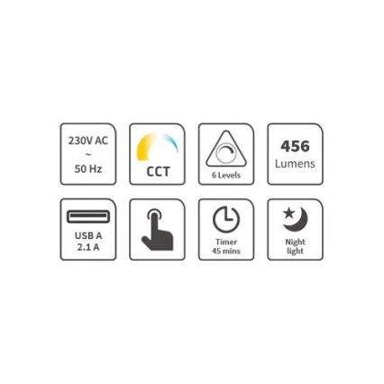 LED Dimbara bordslampa med USB LED/9W/230V 3000K/4000K/5500K svart