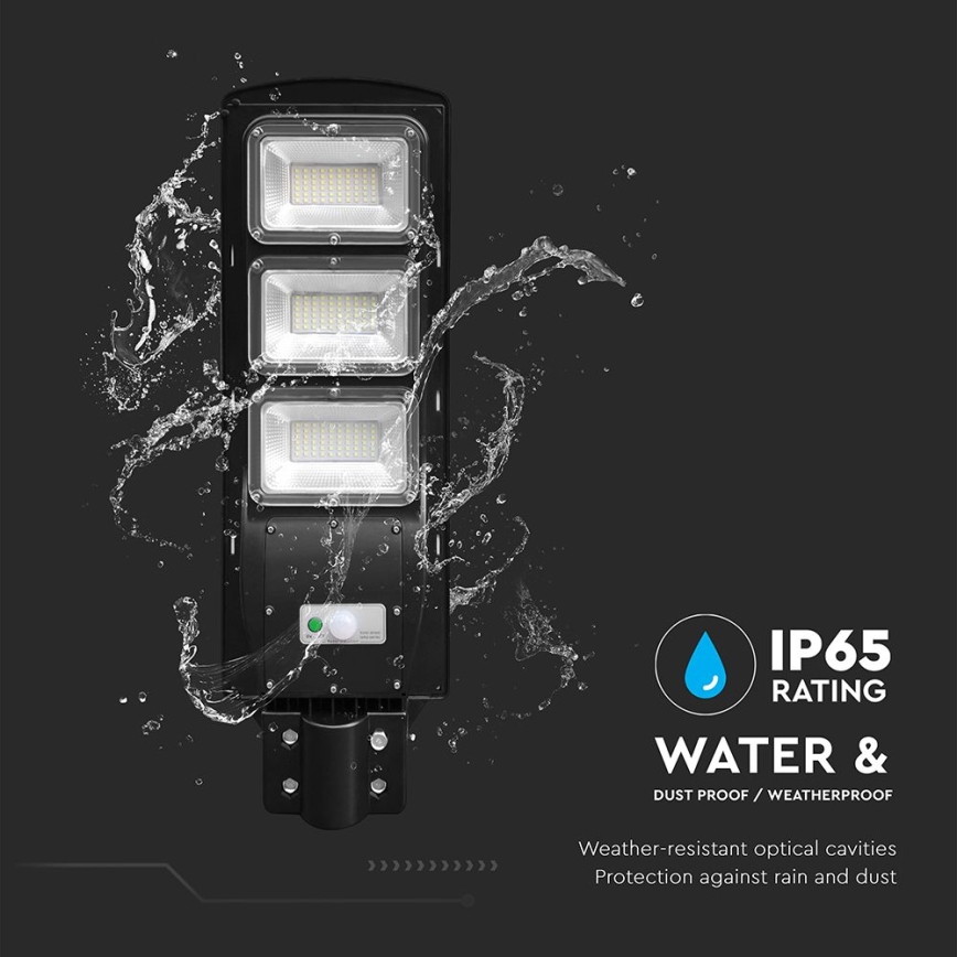 LED dimbar solarlampa för utomhusbruk med rörelse- och skymningssensor LED/12W/3,2V 6000K IP65 10000 mAh svart + fjärrkontroll