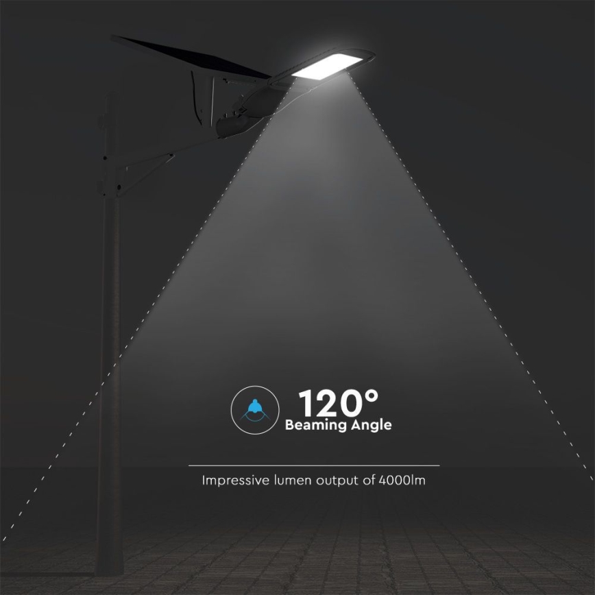 LED Dimbara solarlampa för utomhusbruk SAMSUNG CHIP LED/50W/6,4V 6000K IP65 30000 mAh + fjärrkontroll