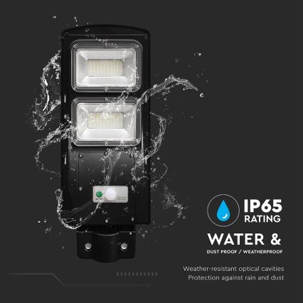 LED dimbar solcellsgatlykta med rörelse- och skymningssensor LED/8W/3,2V 6000K IP65 9000 mAh svart + fjärrkontroll