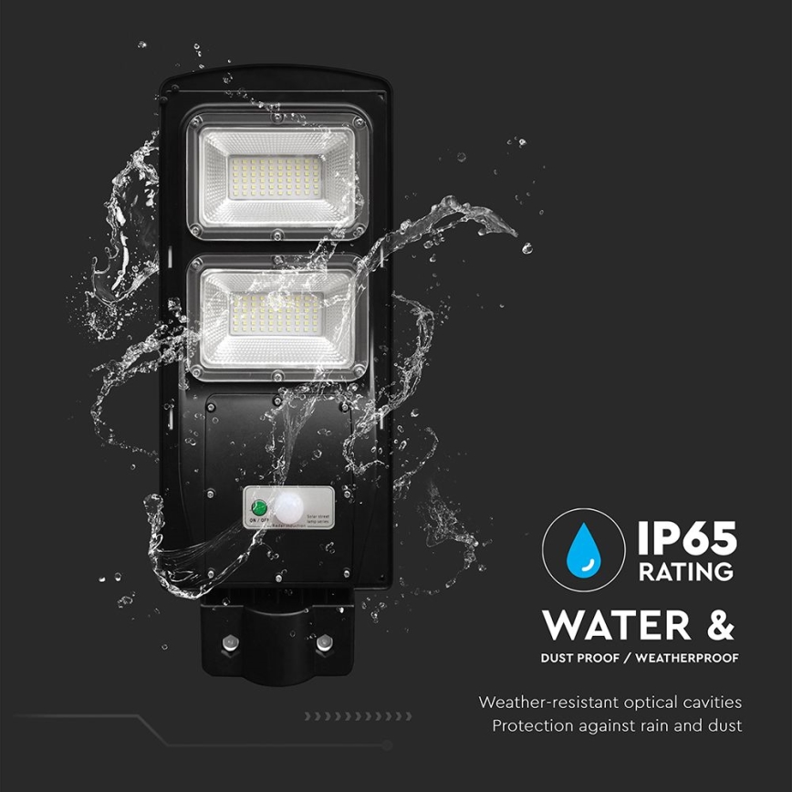LED dimbar solcellsgatlykta med rörelse- och skymningssensor LED/8W/3,2V 6000K IP65 9000 mAh svart + fjärrkontroll