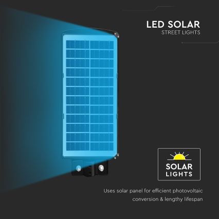 LED dimbar solcellsgatlykta med rörelse- och skymningssensor LED/8W/3,2V 6000K IP65 9000 mAh svart + fjärrkontroll