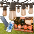 LED dimbar solcellsdriven dekorationsljusslinga 20xE27/0,3W/3/5V USB 2400 mAh 20,62 m IP65 svart + fjärrkontroll