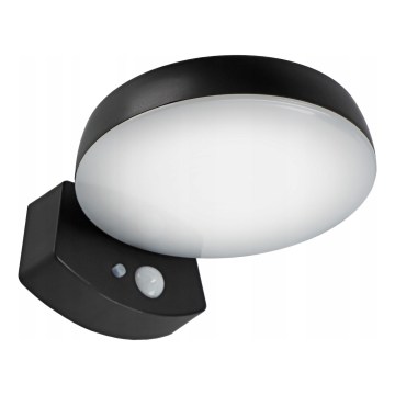 LED dimbar solcellsdriven vägglampa med sensor LED/3W/3,7V 1800 mAh IP54 svart