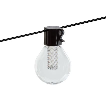 LED dimbar solcellsslinga 15xLED/1,5W/3,7/5V 2700-10000K 2200 mAh 9 m IP65 svart + fjärrkontroll