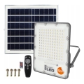 LED Dimbar solcellsstrålkastare LED/150W/3,2V 5000K 15000 mAh IP65 svart + fjärrkontroll