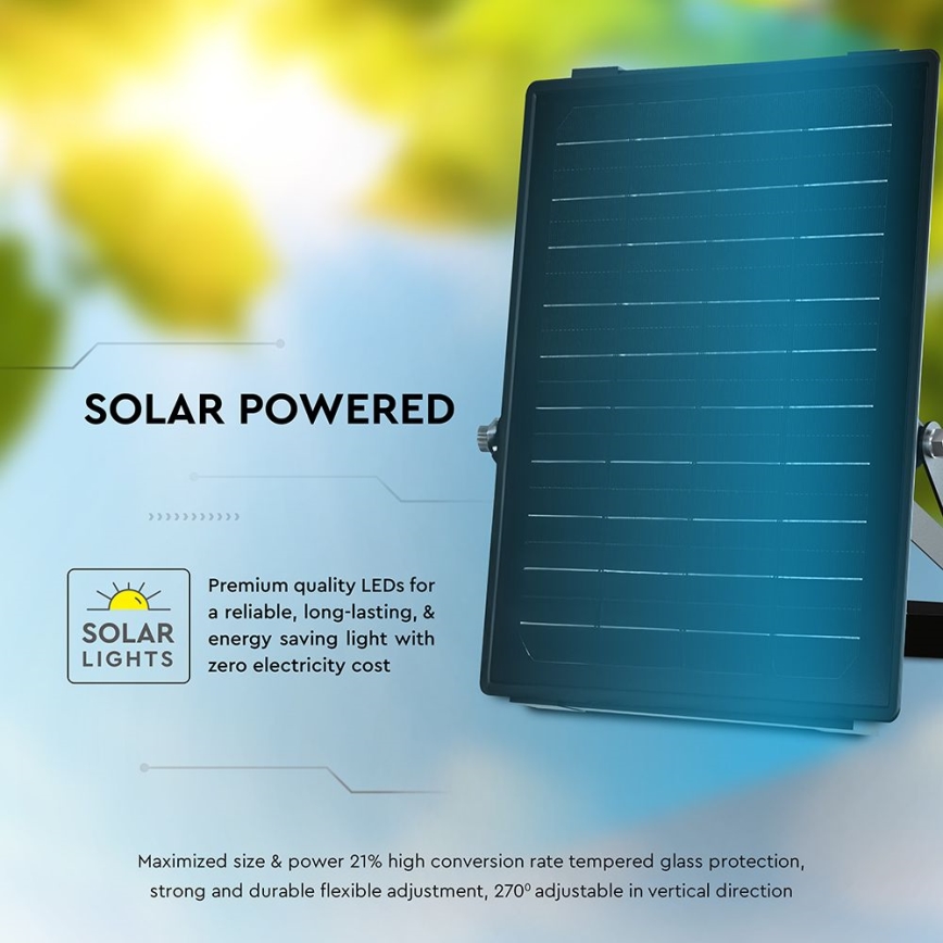 LED dimbar solcellsreflektor med sensor LED/10W/3,7V 4000/6000K IP65 3600 mAh + fjärrkontroll