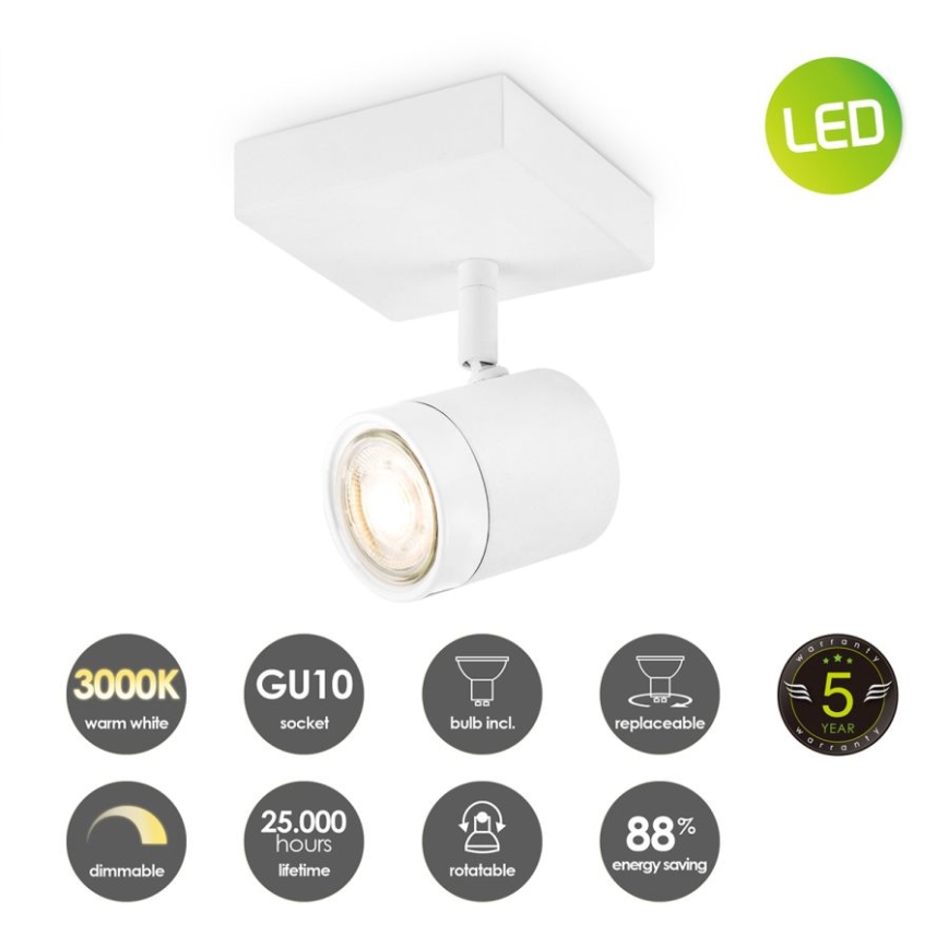 LED Dimbar spotlight MANU 1xGU10/5,8W/230V vit