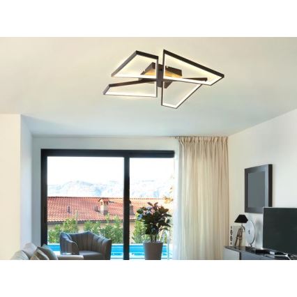 LED Dimbart takarmatur i tak 115W/230V 3000-6500K svart + fjärrkontroll