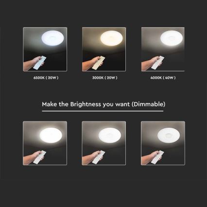 LED Dimbart takarmatur LED/40W/230V 3000/4000/6500K Ø 39 cm + fjärrkontroll