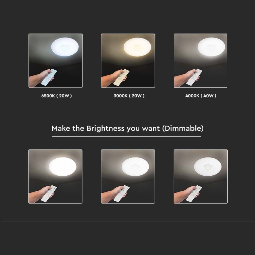 LED Dimbart takarmatur LED/40W/230V 3000/4000/6500K Ø 39 cm + fjärrkontroll