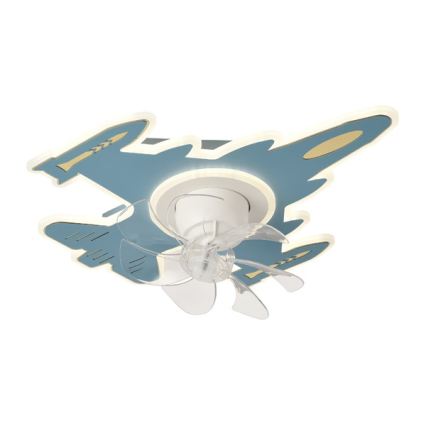 LED dimbar taklampa för barn med fläkt LED/63W/230V 3000/4000/6000K 68x57 cm blå + fjärrkontroll