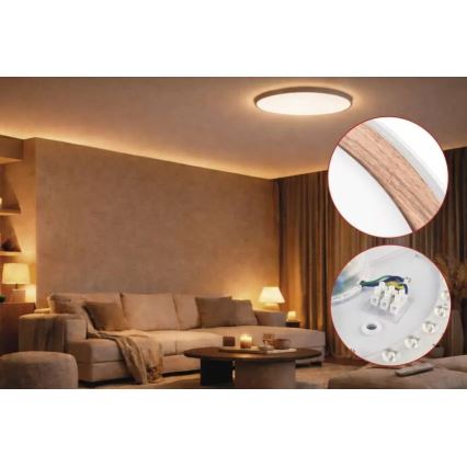 Dimmbar LED-taklampa ILVI LED/30W/230V 2700-6500K Ø 40 cm vit/beige + fjärrkontroll