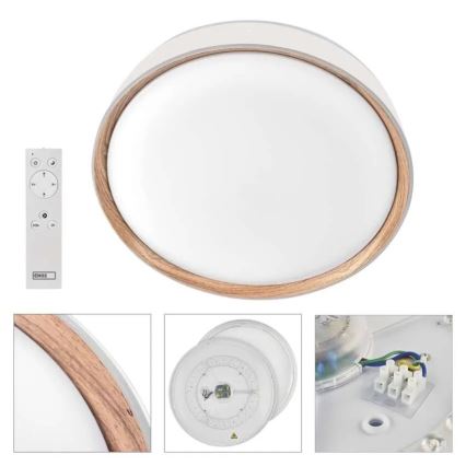 Dimmbar LED-taklampa ILVI LED/30W/230V 2700-6500K Ø 40 cm vit/beige + fjärrkontroll