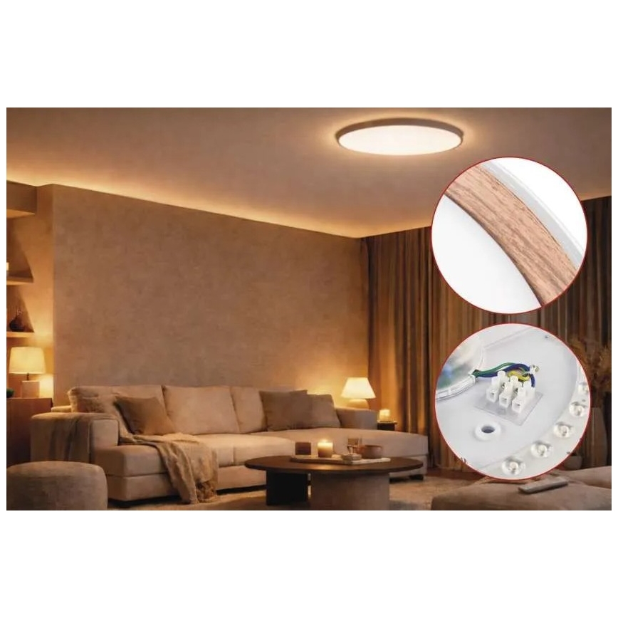 ILVI dimbar LED-taklampa 45W/230V 2700–6500K Ø 50 cm vit/beige + fjärrkontroll