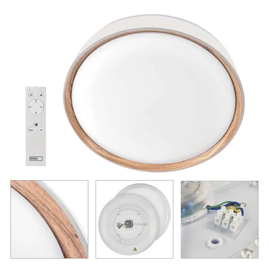 ILVI dimbar LED-taklampa 45W/230V 2700–6500K Ø 50 cm vit/beige + fjärrkontroll