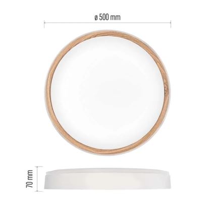 ILVI dimbar LED-taklampa 45W/230V 2700–6500K Ø 50 cm vit/beige + fjärrkontroll