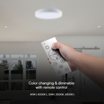 LED Dimbar taklampa LED/40W/230V 3000-6500K 39,5 cm vit + fjärrkontroll
