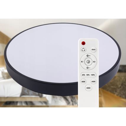 LED Dimbar taklampa LED/40W/230V 3000-6500K diameter 40 cm svart + fjärrkontroll