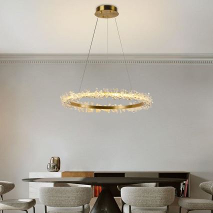 LED Dimbart kristallkrona på kabel LED/40W/230V 3000-6500K guld + fjärrkontroll