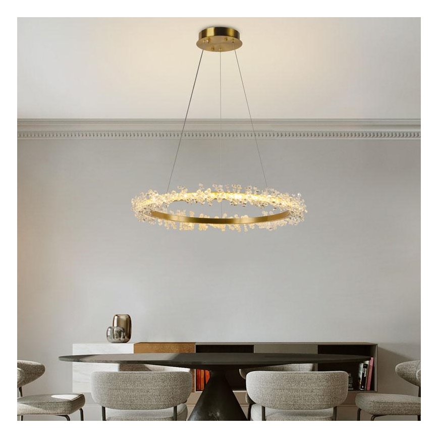 LED Dimbart kristallkrona på kabel LED/40W/230V 3000-6500K guld + fjärrkontroll