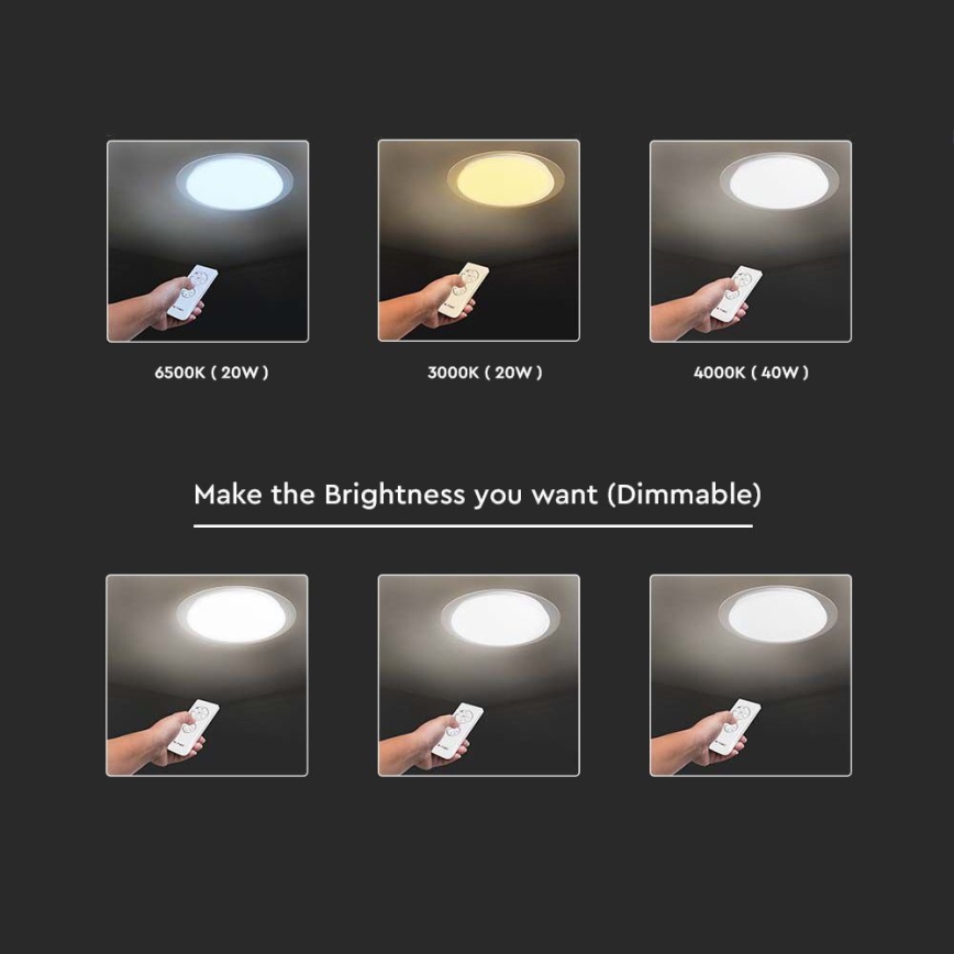 LED Dimbart takarmatur LED/40W/230V 3000K/4000K/6500K Ø 46,5 cm + fjärrkontroll